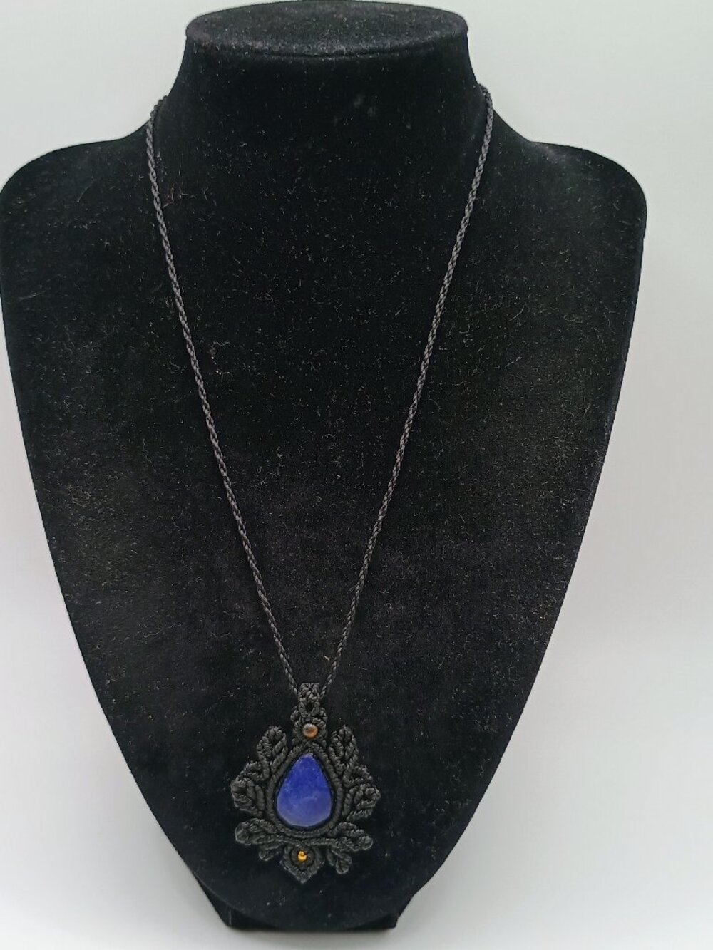 Handmade Macrame Necklace with Natural Sodalite Stone